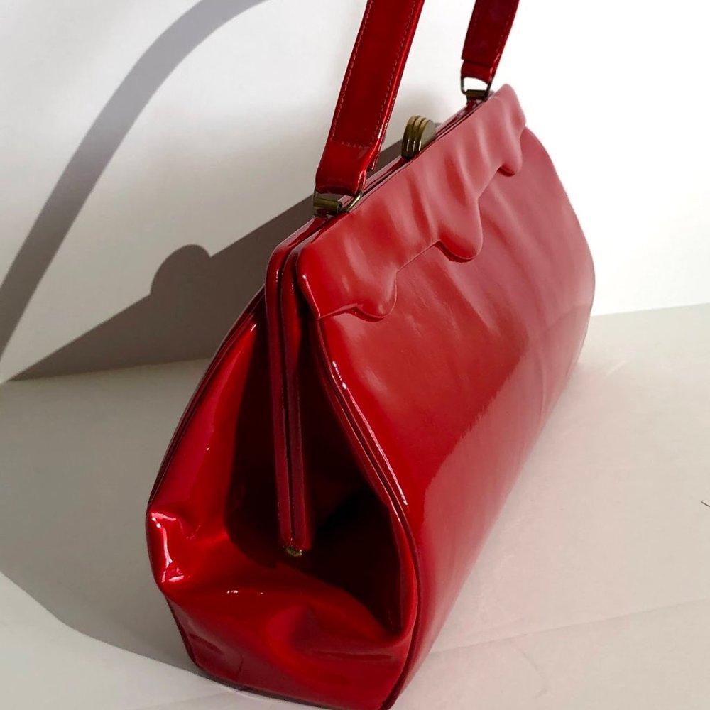 Ladies Vintage YVETTE Red Patent Leather Purse